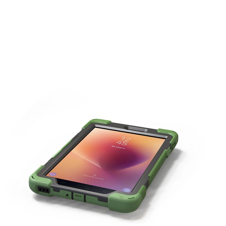 360 Degree Swivel Kickstand PC + Silicone Hybrid Shell with Hand Holder Strap for Samsung Galaxy Tab A 8.0 (2017) - Camouflage-14