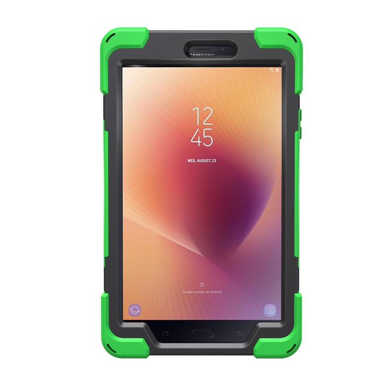 360 Degree Swivel Kickstand PC + Silicone Combo Protective Case with Hand Holder Strap for Samsung Galaxy Tab A 8.0 (2017) - Light Green-17