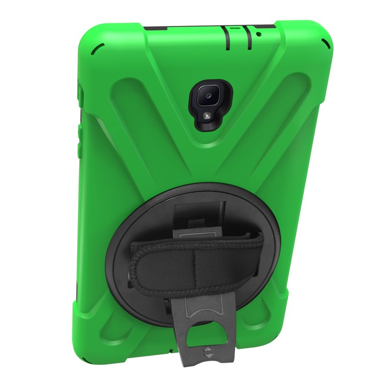 360 Degree Swivel Kickstand PC + Silicone Combo Protective Case with Hand Holder Strap for Samsung Galaxy Tab A 8.0 (2017) - Light Green-18