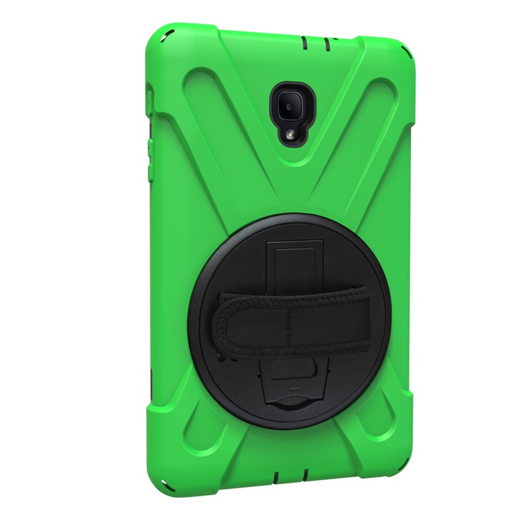360 Degree Swivel Kickstand PC + Silicone Combo Protective Case with Hand Holder Strap for Samsung Galaxy Tab A 8.0 (2017) - Light Green-3