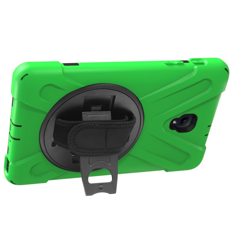 360 Degree Swivel Kickstand PC + Silicone Combo Protective Case with Hand Holder Strap for Samsung Galaxy Tab A 8.0 (2017) - Light Green-8