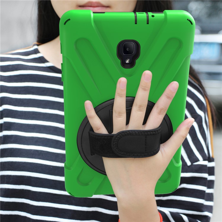 360 Degree Swivel Kickstand PC + Silicone Combo Protective Case with Hand Holder Strap for Samsung Galaxy Tab A 8.0 (2017) - Light Green-9