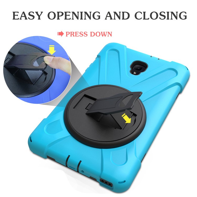 360 Degree Swivel Kickstand PC + Silicone Combo Protective Cover with Hand Holder Strap for Samsung Galaxy Tab A 8.0 (2017) - Baby Blue-14