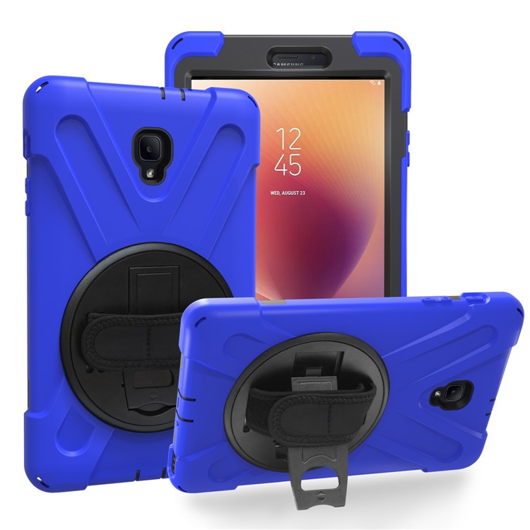 

360 Degree Swivel Kickstand PC + Silicone Combo Protective Shell with Hand Holder Strap for Samsung Galaxy Tab A 8.0 (2017) - Dark Blue, Galaxy Tab A 8.0 (2017)