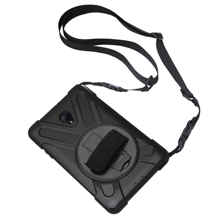 X-Shape PC + TPU Rotary Kickstand Case with Handstrap + Shoulder Strap for Samsung Galaxy Tab A 8.0 (2017) T380 T385 - Black-11