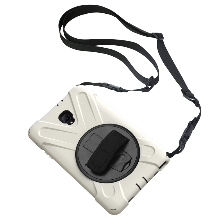 X-Shape PC + TPU Rotary Kickstand Cover with Handstrap + Shoulder Strap for Samsung Galaxy Tab A 8.0 (2017) T380 T385 - White-13