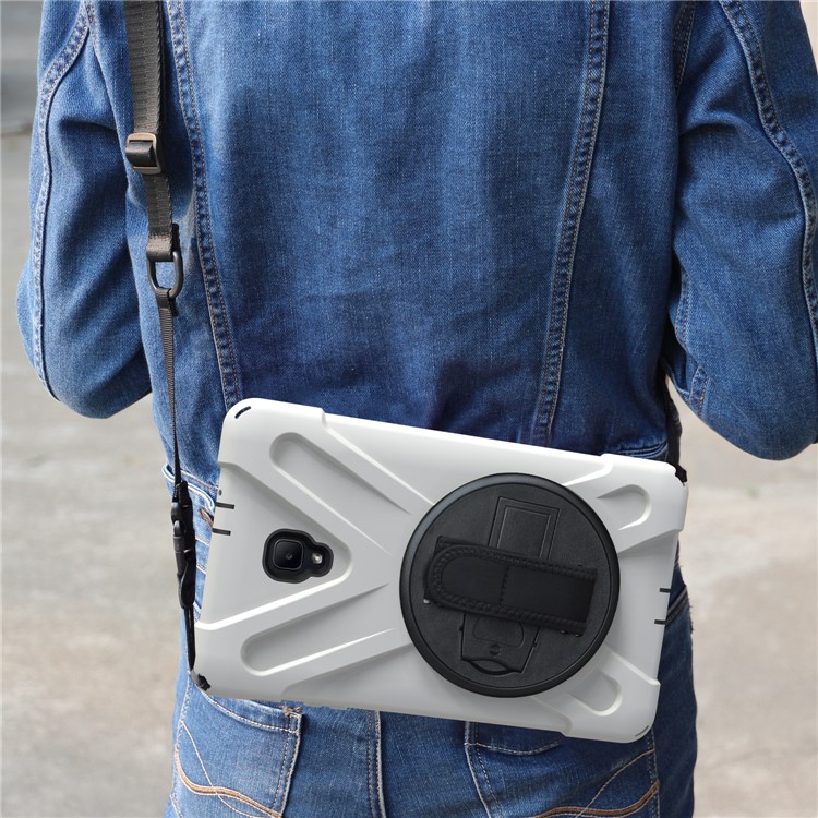 X-Shape PC + TPU Rotary Kickstand Cover with Handstrap + Shoulder Strap for Samsung Galaxy Tab A 8.0 (2017) T380 T385 - White-20