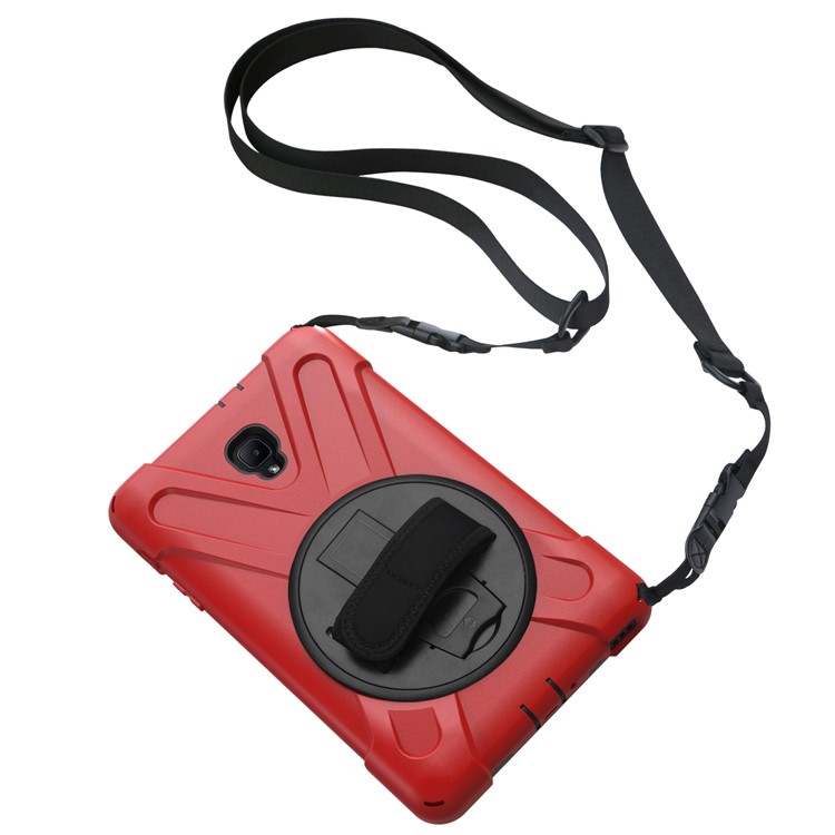 X-Shape Rotary Kickstand PC + TPU Combo Shell for Samsung Galaxy Tab A 8.0 (2017) T380 T385 with Handstrap + Shoulder Strap - Red-13