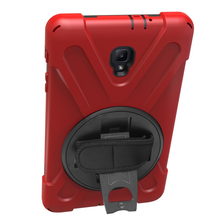 X-Shape Rotary Kickstand PC + TPU Combo Shell for Samsung Galaxy Tab A 8.0 (2017) T380 T385 with Handstrap + Shoulder Strap - Red-19