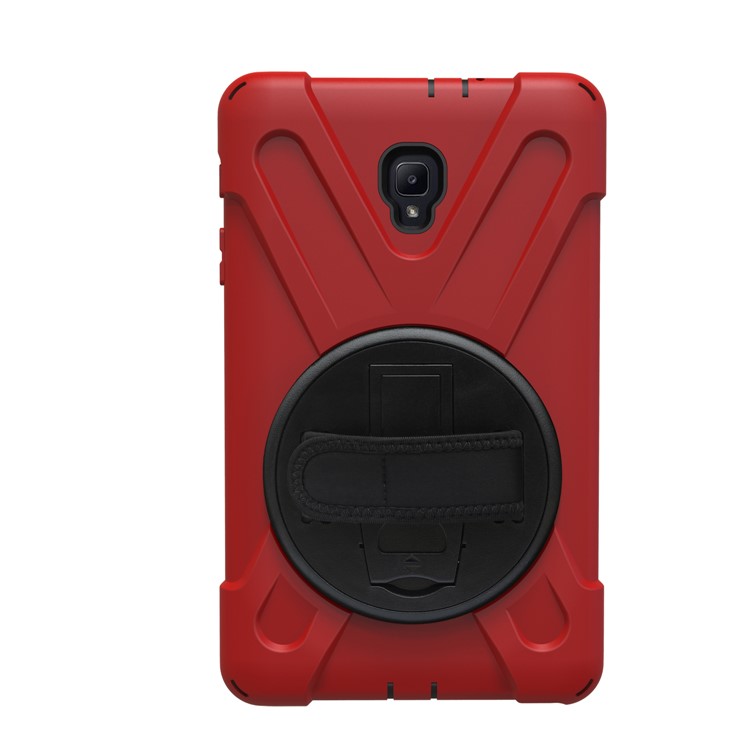 X-Shape Rotary Kickstand PC + TPU Combo Shell for Samsung Galaxy Tab A 8.0 (2017) T380 T385 with Handstrap + Shoulder Strap - Red-6