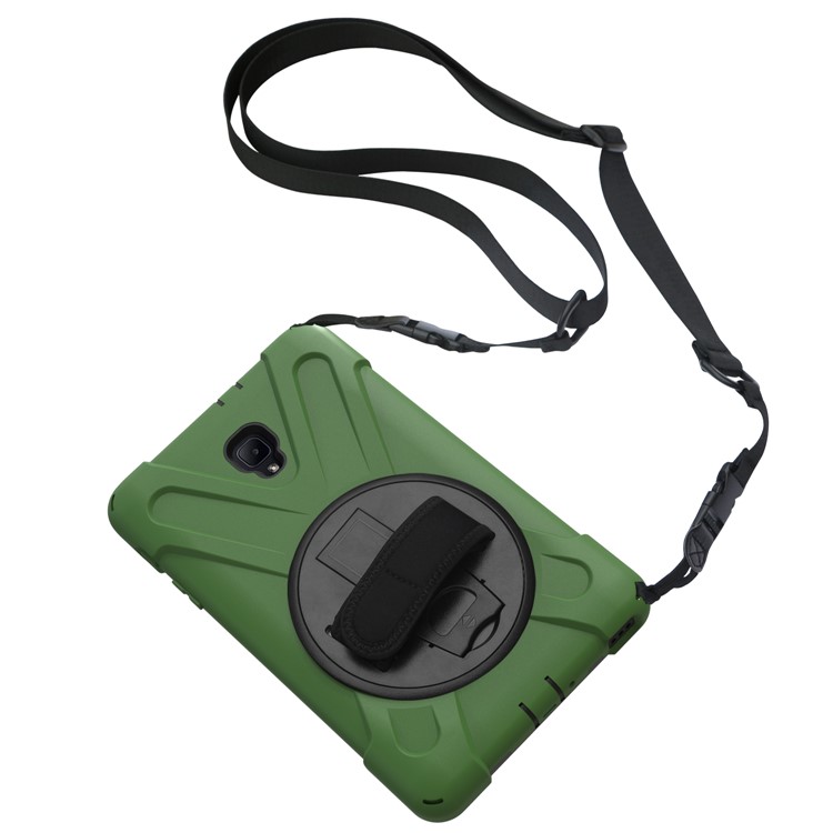 X-Shape PC + TPU Rotary Kickstand Tablet Cover for Samsung Galaxy Tab A 8.0 (2017) T380 T385 with Handstrap + Shoulder Strap - Army Green-13