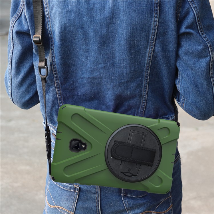 X-Shape PC + TPU Rotary Kickstand Tablet Cover for Samsung Galaxy Tab A 8.0 (2017) T380 T385 with Handstrap + Shoulder Strap - Army Green-20
