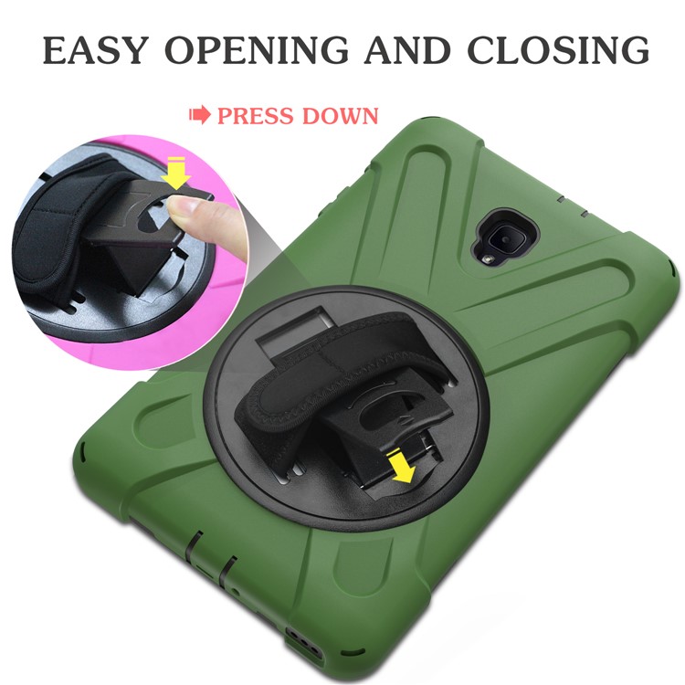 X-Shape PC + TPU Rotary Kickstand Tablet Cover for Samsung Galaxy Tab A 8.0 (2017) T380 T385 with Handstrap + Shoulder Strap - Army Green-22