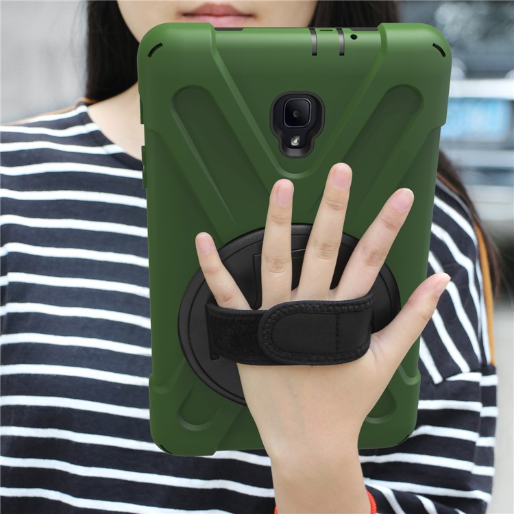 X-Shape PC + TPU Rotary Kickstand Tablet Cover for Samsung Galaxy Tab A 8.0 (2017) T380 T385 with Handstrap + Shoulder Strap - Army Green-9