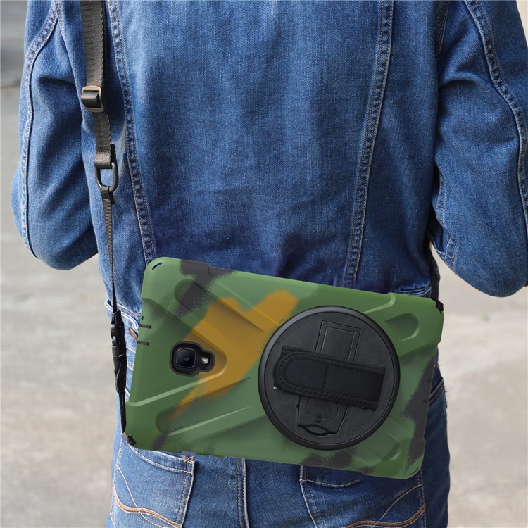 X-Shape PC + TPU Rotary Kickstand Tablet Shell with Handstrap + Shoulder Strap for Samsung Galaxy Tab A 8.0 (2017) T380 T385 - Camouflage-19