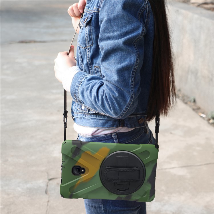 X-Shape PC + TPU Rotary Kickstand Tablet Shell with Handstrap + Shoulder Strap for Samsung Galaxy Tab A 8.0 (2017) T380 T385 - Camouflage-20