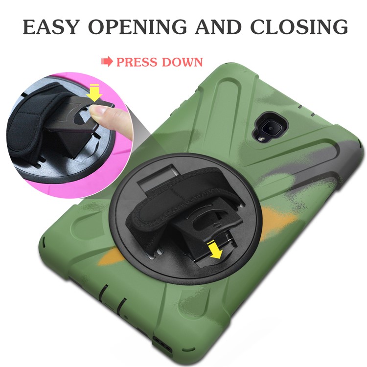 X-Shape PC + TPU Rotary Kickstand Tablet Shell with Handstrap + Shoulder Strap for Samsung Galaxy Tab A 8.0 (2017) T380 T385 - Camouflage-21