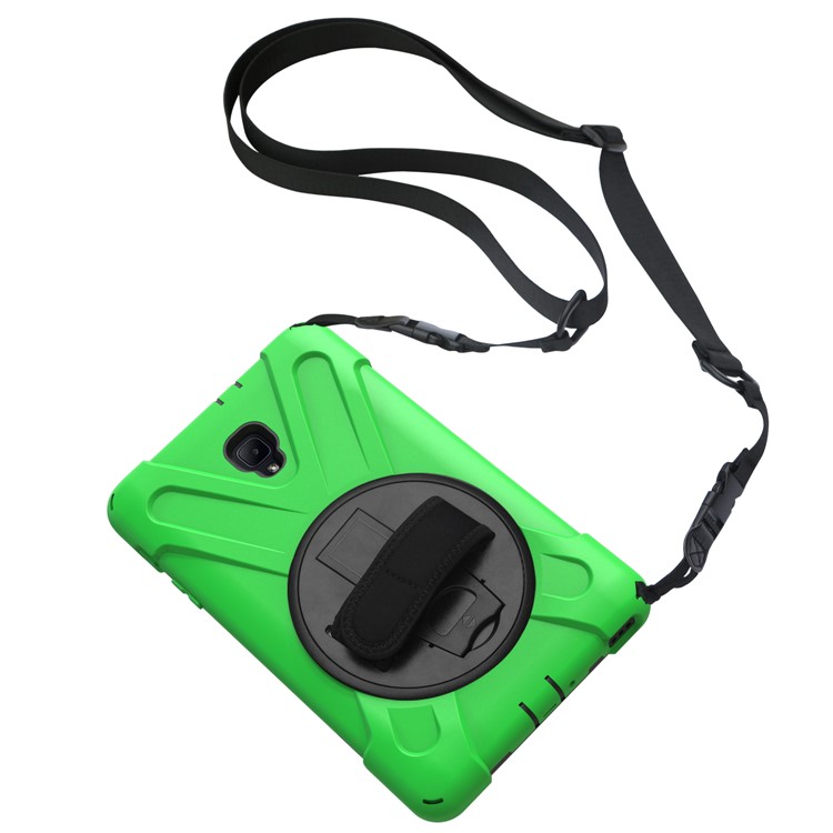 X-Shape PC + TPU Rotary Kickstand Protection Case for Samsung Galaxy Tab A 8.0 (2017) T380 T385 with Handstrap + Shoulder Strap - Green-13