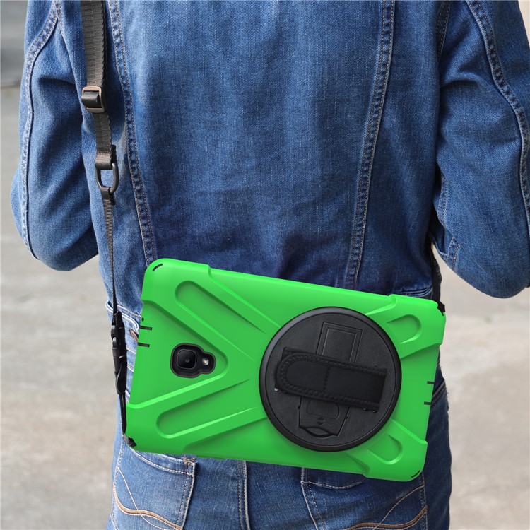 X-Shape PC + TPU Rotary Kickstand Protection Case for Samsung Galaxy Tab A 8.0 (2017) T380 T385 with Handstrap + Shoulder Strap - Green-20