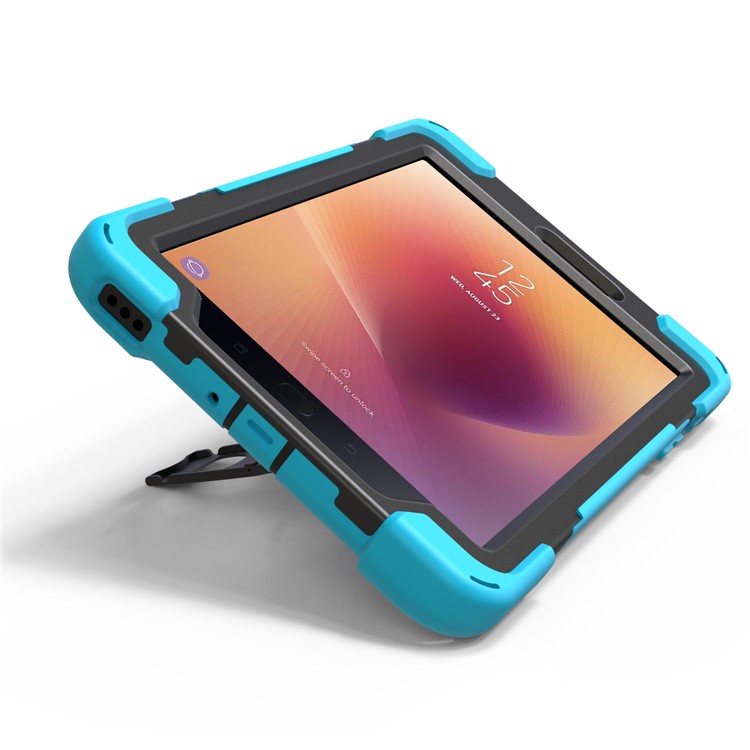 X-Shape PC + TPU Rotary Kickstand Protective Cover with Handstrap + Shoulder Strap for Samsung Galaxy Tab A 8.0 (2017) T380 T385 - Baby Blue-15