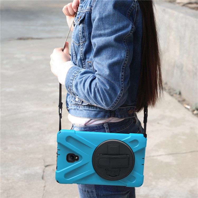 X-Shape PC + TPU Rotary Kickstand Protective Cover with Handstrap + Shoulder Strap for Samsung Galaxy Tab A 8.0 (2017) T380 T385 - Baby Blue-21