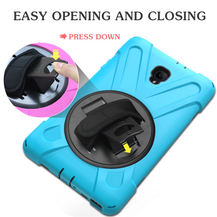 X-Shape PC + TPU Rotary Kickstand Protective Cover with Handstrap + Shoulder Strap for Samsung Galaxy Tab A 8.0 (2017) T380 T385 - Baby Blue-22