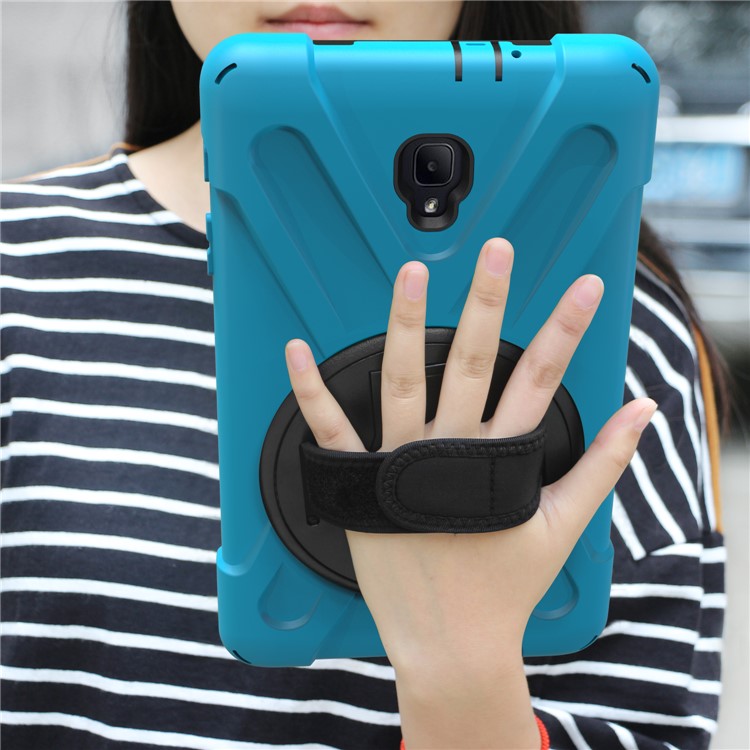 X-Shape PC + TPU Rotary Kickstand Protective Cover with Handstrap + Shoulder Strap for Samsung Galaxy Tab A 8.0 (2017) T380 T385 - Baby Blue-9