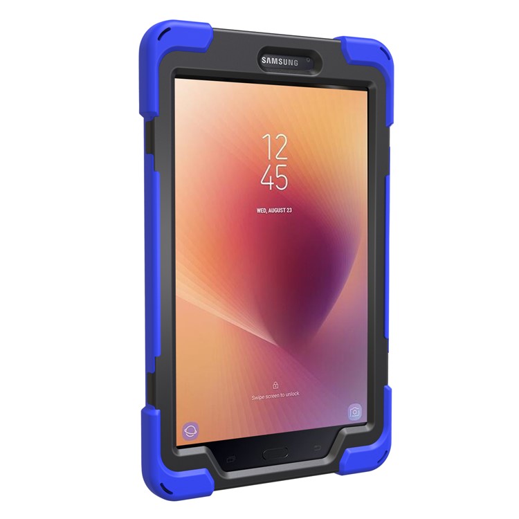 X-Shape Rotary Kickstand PC + TPU Hybrid Case for Samsung Galaxy Tab A 8.0 (2017) T380 T385 with Handstrap + Shoulder Strap - Dark Blue-13