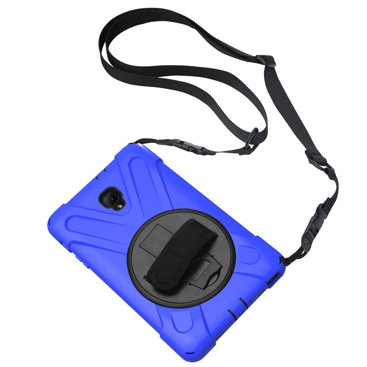 X-Shape Rotary Kickstand PC + TPU Hybrid Case for Samsung Galaxy Tab A 8.0 (2017) T380 T385 with Handstrap + Shoulder Strap - Dark Blue-14
