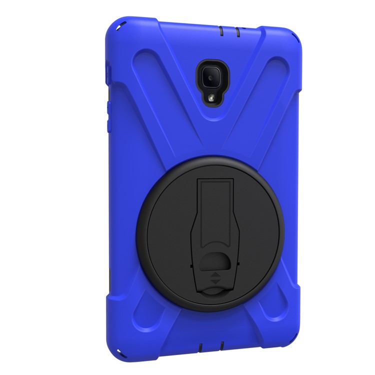 X-Shape Rotary Kickstand PC + TPU Hybrid Case for Samsung Galaxy Tab A 8.0 (2017) T380 T385 with Handstrap + Shoulder Strap - Dark Blue-2