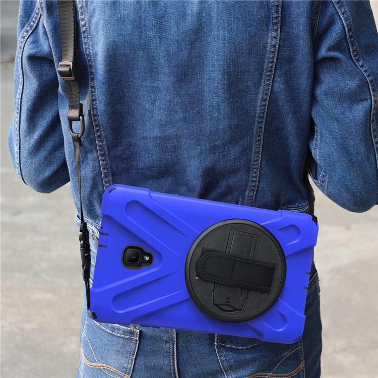 X-Shape Rotary Kickstand PC + TPU Hybrid Case for Samsung Galaxy Tab A 8.0 (2017) T380 T385 with Handstrap + Shoulder Strap - Dark Blue-20