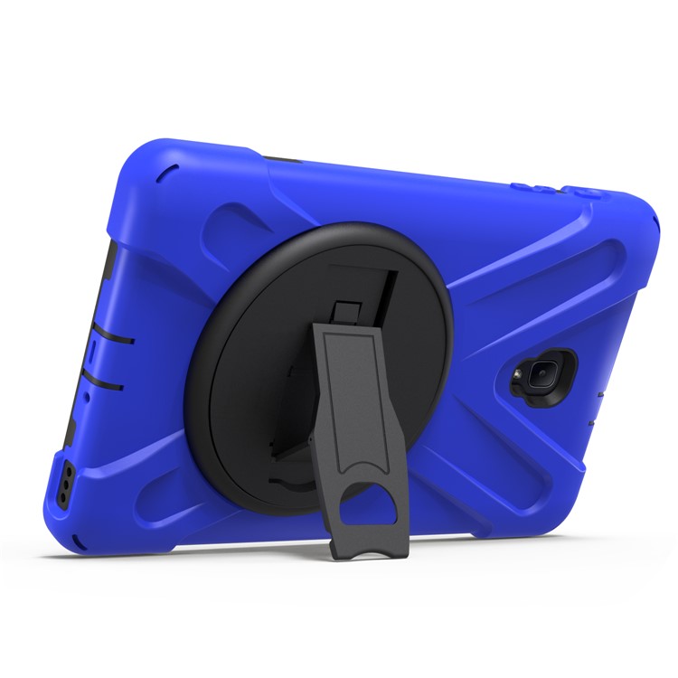 X-Shape Rotary Kickstand PC + TPU Hybrid Case for Samsung Galaxy Tab A 8.0 (2017) T380 T385 with Handstrap + Shoulder Strap - Dark Blue-4