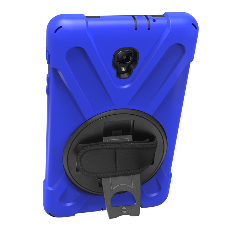 X-Shape Rotary Kickstand PC + TPU Hybrid Case for Samsung Galaxy Tab A 8.0 (2017) T380 T385 with Handstrap + Shoulder Strap - Dark Blue-9