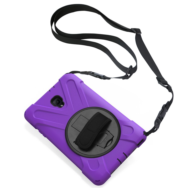 X-Shape Rotary Kickstand PC + TPU Hybrid Cover with Handstrap + Shoulder Strap for Samsung Galaxy Tab A 8.0 (2017) T380 T385 - Purple-14