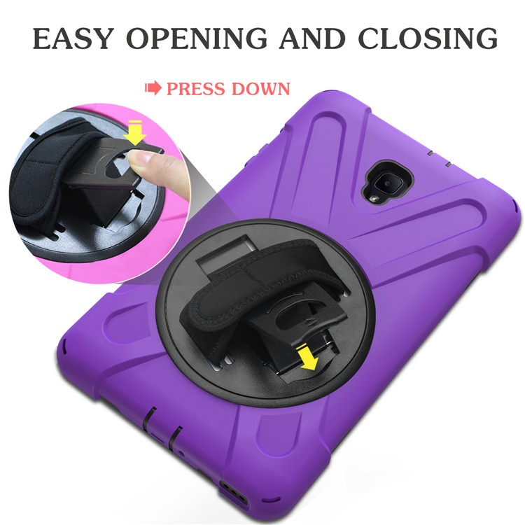 X-Shape Rotary Kickstand PC + TPU Hybrid Cover with Handstrap + Shoulder Strap for Samsung Galaxy Tab A 8.0 (2017) T380 T385 - Purple-22