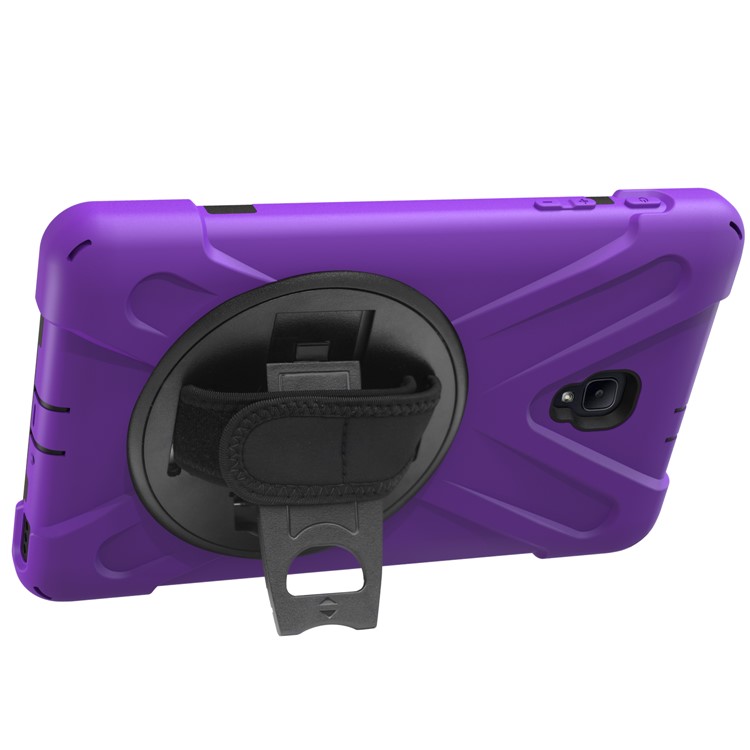 X-Shape Rotary Kickstand PC + TPU Hybrid Cover with Handstrap + Shoulder Strap for Samsung Galaxy Tab A 8.0 (2017) T380 T385 - Purple-9