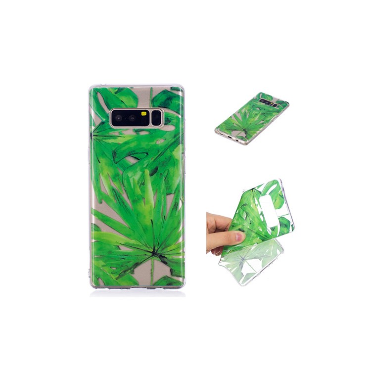 Pattern Printing IMD TPU Back Case for Samsung Galaxy Note 8 N950 - Green Leaves-1