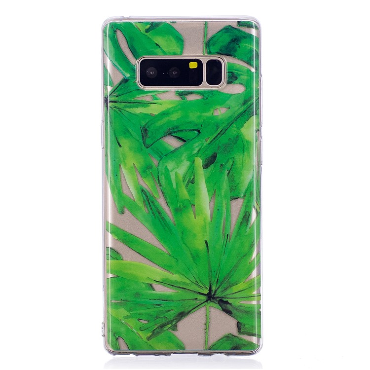 Pattern Printing IMD TPU Back Case for Samsung Galaxy Note 8 N950 - Green Leaves-2
