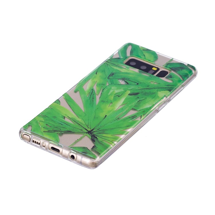 Pattern Printing IMD TPU Back Case for Samsung Galaxy Note 8 N950 - Green Leaves-3