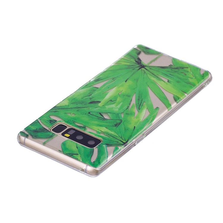 Pattern Printing IMD TPU Back Case for Samsung Galaxy Note 8 N950 - Green Leaves-4