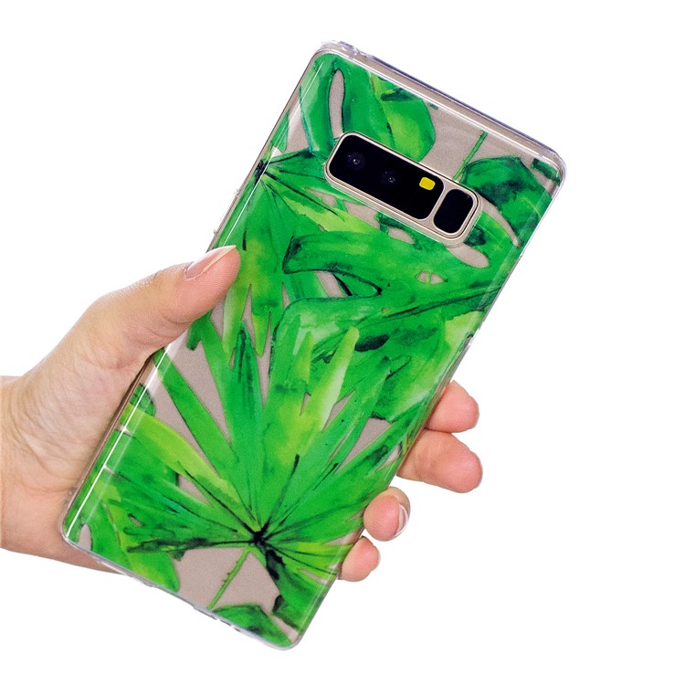 Pattern Printing IMD TPU Back Case for Samsung Galaxy Note 8 N950 - Green Leaves-6