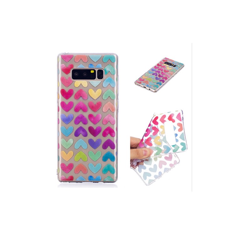 Pattern Printing IMD TPU Gel Protection Cover for Samsung Galaxy Note 8 N950 - Colorful Hearts-1