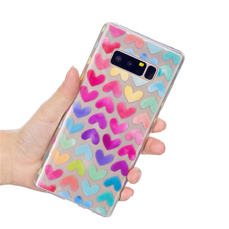 Pattern Printing IMD TPU Gel Protection Cover for Samsung Galaxy Note 8 N950 - Colorful Hearts-6