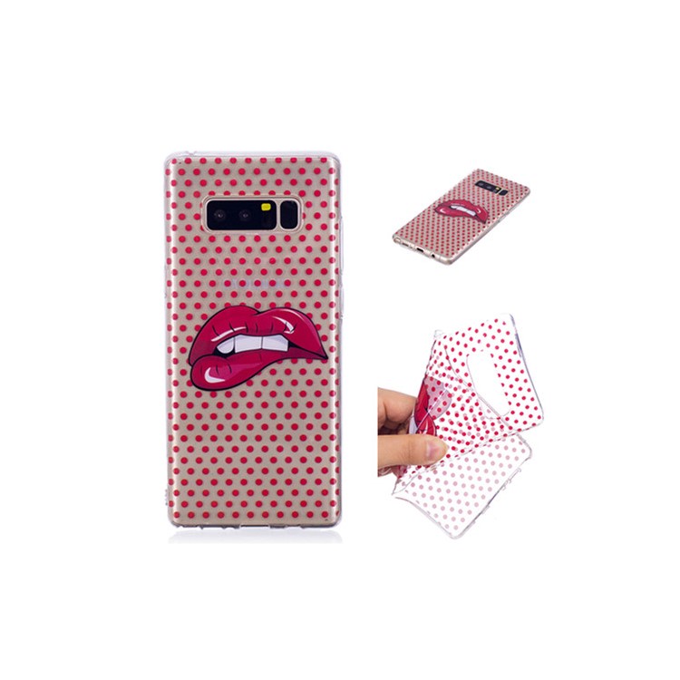 Pattern Printing IMD TPU Gel Case Protector for Samsung Galaxy Note 8 N950 - Red Lips-1