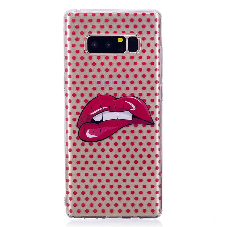 Pattern Printing IMD TPU Gel Case Protector for Samsung Galaxy Note 8 N950 - Red Lips-2