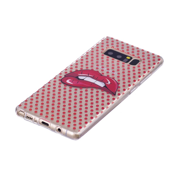 Pattern Printing IMD TPU Gel Case Protector for Samsung Galaxy Note 8 N950 - Red Lips-3
