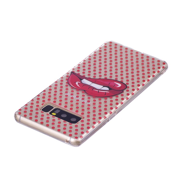Pattern Printing IMD TPU Gel Case Protector for Samsung Galaxy Note 8 N950 - Red Lips-4