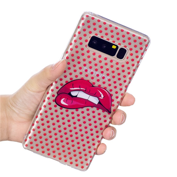 Pattern Printing IMD TPU Gel Case Protector for Samsung Galaxy Note 8 N950 - Red Lips-6