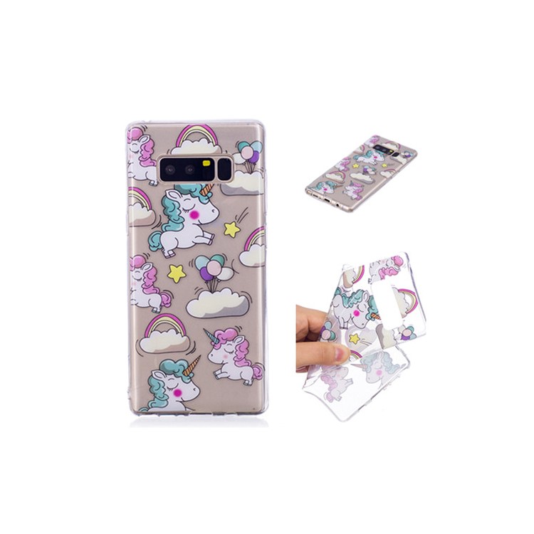 Pattern Printing IMD TPU Mobile Phone Shell for Samsung Galaxy Note 8 N950 - Shy Unicorns-1