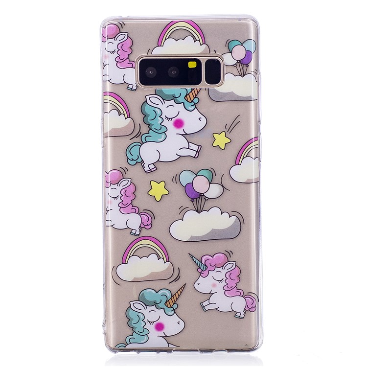 Pattern Printing IMD TPU Mobile Phone Shell for Samsung Galaxy Note 8 N950 - Shy Unicorns-2